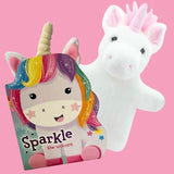 Sparkle the Unicorn Chunky Plush book with Puppet