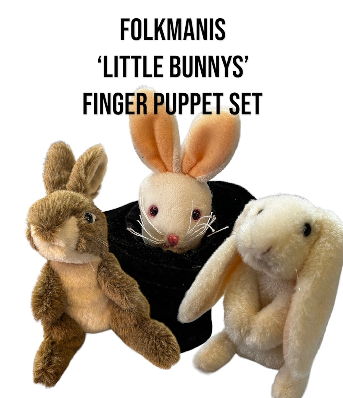 Angora Rabbit Puppet Folkmanis Finger Puppet Set - Little Bunny's – Creative Play Puppets